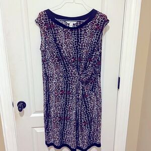 AA Studio Black Red Leopard Side Cinched Dress